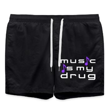 Music is my Drug Sheet Music Sheet Music Lyrics Music Logo - Swim Trunks - black - Front - AI Model Male 185 light (185cm)