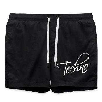 Techno Love Citation Dire Musique Fête Célébrer Logo - Short de bain - noir - Devant - AI Model Male 185 light (185cm)