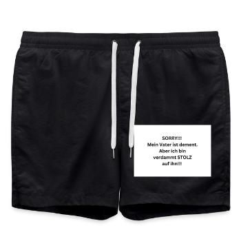 Proud of my demented father - Swim Trunks - black - Front - AI Model Male 185 light (185cm)