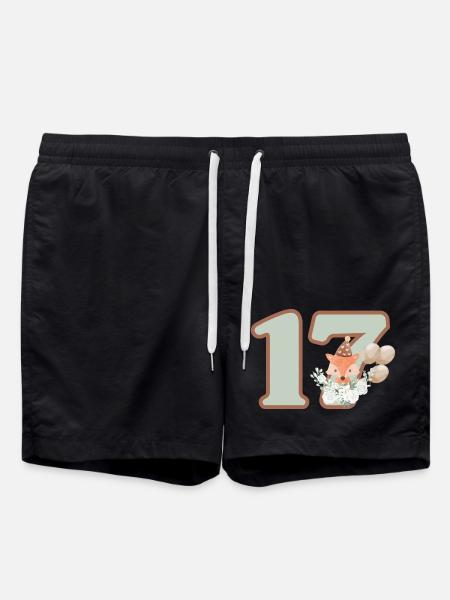 17th Birthday Fox Flowers - Swim Trunks - black