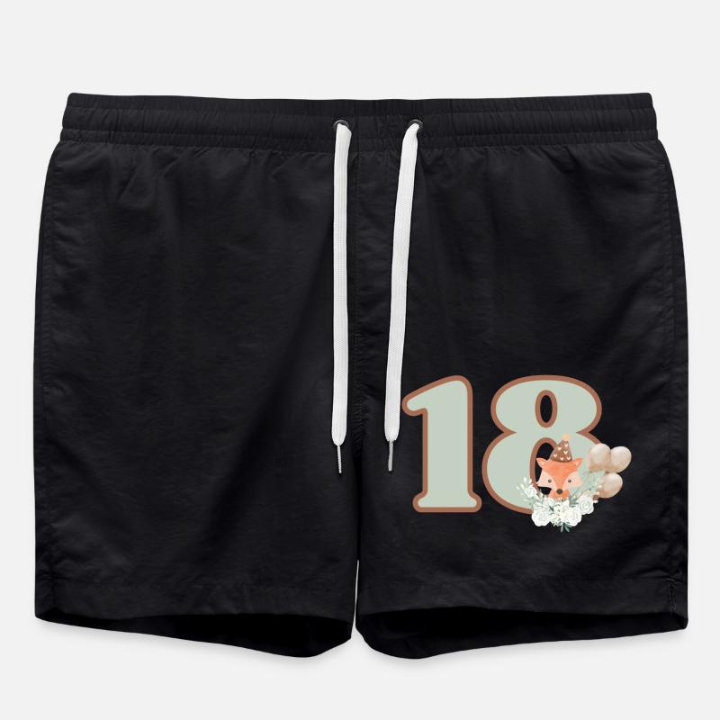 18e anniversaire renard fleurs - Short de bain - noir