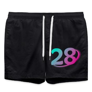 Number 28 multicolor - Swim Trunks - black - Front - AI Model Male 185 light (185cm)