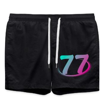 Number 77 multicolor - Swim Trunks - black - Front - AI Model Male 185 light (185cm)