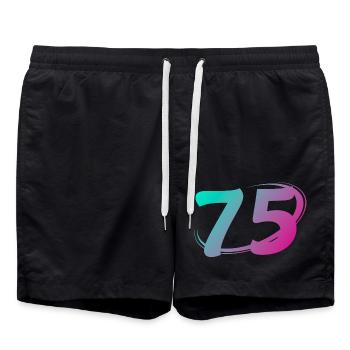 Number 75 multicolor - Swim Trunks - black - Front - AI Model Male 185 light (185cm)