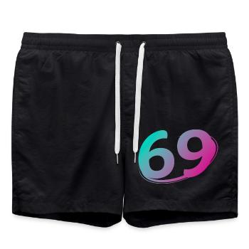 Number 69 multicolor - Swim Trunks - black - Front - AI Model Male 185 light (185cm)