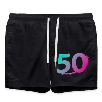 Number 50 multicolor - Swim Trunks - black - Front - AI Model Male 185 light (185cm)
