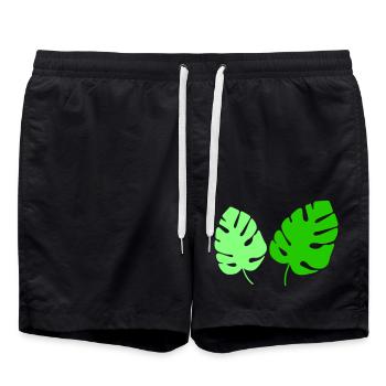 feuilles - Short de bain - noir - Devant - AI Model Male 185 light (185cm)