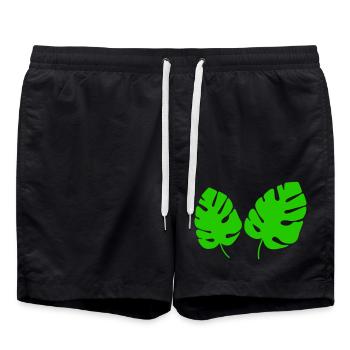 feuilles - Short de bain - noir - Devant - AI Model Male 185 light (185cm)