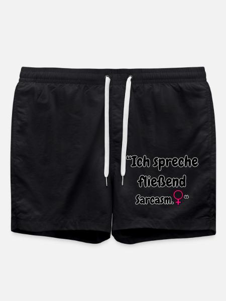 "I speak sarcasm" - Swim Trunks - black