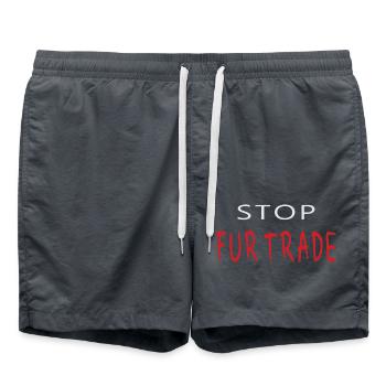 Stopp Pelzhandel - Tierschutz Anti Pelz Botschaft - Badeshorts - Anthrazit - Vorne - AI Model Male 185 light (185cm)
