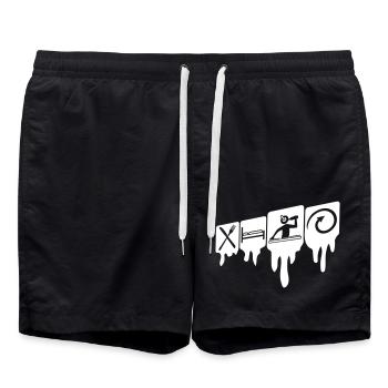 food, sleep, club, techno, music, party, repeat - Swim Trunks - black - Front - AI Model Male 185 light (185cm)