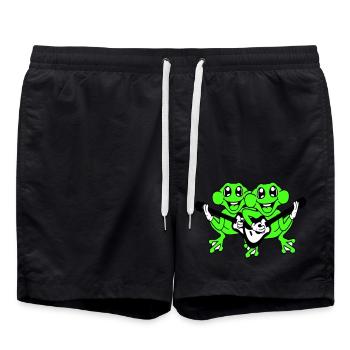 Frösche Gitarre Band Süße Zwei Frosch Freunde Team - Badeshorts - Schwarz - Vorne - AI Model Male 185 light (185cm)