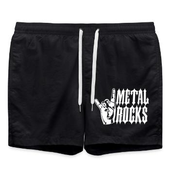 Heavy Metal Rocks Hard Rock Music Text Saying Logo - Swim Trunks - black - Front - AI Model Male 185 light (185cm)