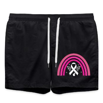 Rosa Schleife des Rosa Oktobers gegen Brustkrebs - Badeshorts - Schwarz - Vorne - AI Model Male 185 light (185cm)