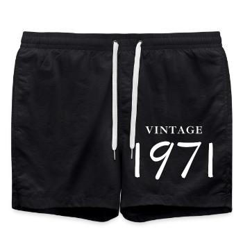 vintage 1971-Idée cadeau anniversaire - Short de bain - noir - Devant - AI Model Male 185 light (185cm)