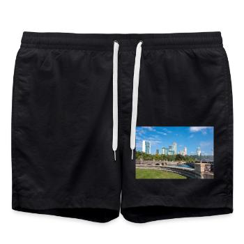 Panorama de la ville de Niagara et des chutes du Niagara - Short de bain - noir - Devant - AI Model Male 185 light (185cm)
