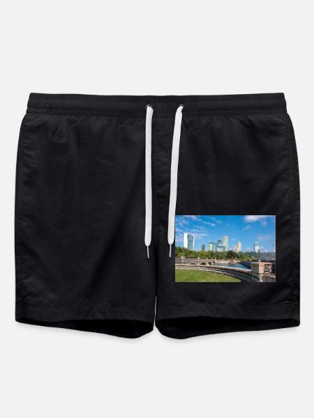 Panorama de la ville de Niagara et des chutes du Niagara - Short de bain - noir