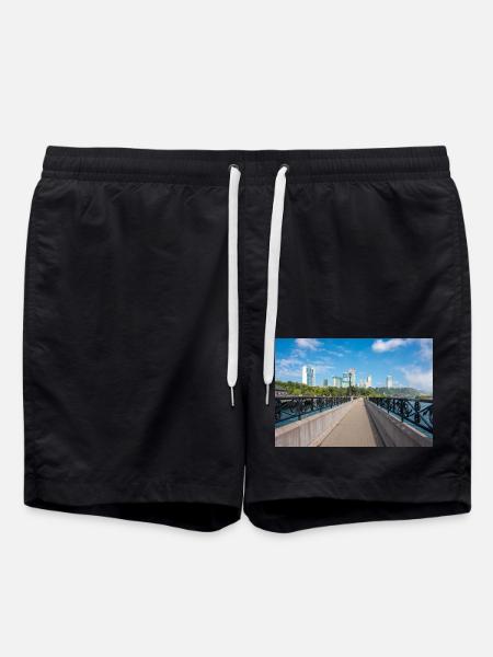 Panorama de la ville de Niagara et des chutes du Niagara - Short de bain - noir