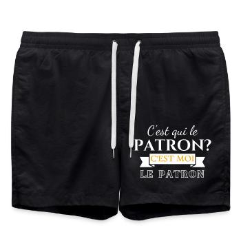 T-Shirt, wer ist der , ich bin der ! - Badeshorts - Schwarz - Vorne - AI Model Male 185 light (185cm)