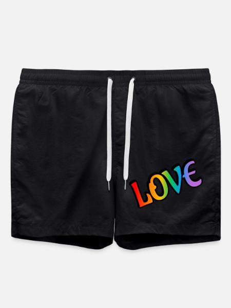 Retro Regenbogen Liebe - Badeshorts - Schwarz