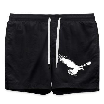 Eleganter Adler auf breiten Schwingen im Wind - Badeshorts - Schwarz - Vorne - AI Model Male 185 light (185cm)