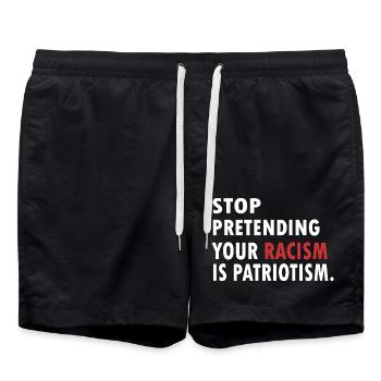 STOP Racisme Patriotiste - Short de bain - noir - Devant - AI Model Male 185 light (185cm)