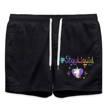 #Stayliquid Einhorn-Herz - Badeshorts - Schwarz - Vorne - AI Model Male 185 light (185cm)