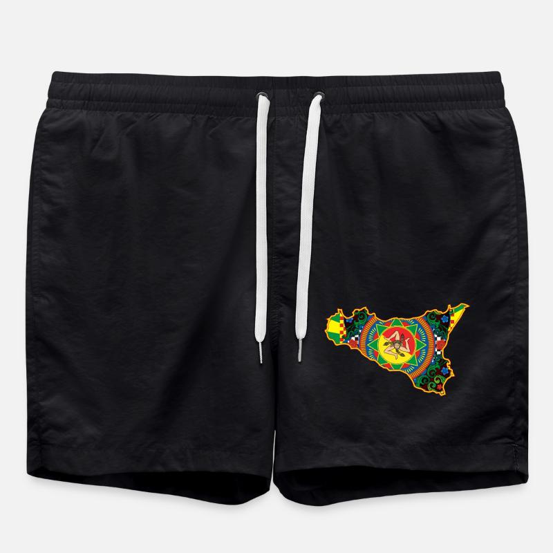 Sicily trinacria majolica - Swim Trunks - black