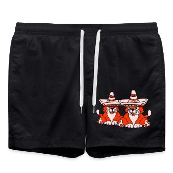 2 Sombrero Hat Chats Amis de la culture mexicaine - Short de bain - noir - Devant - AI Model Male 185 light (185cm)