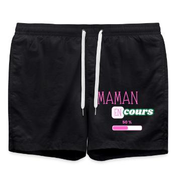 maman en cours - Short de bain - noir - Devant - AI Model Male 185 light (185cm)