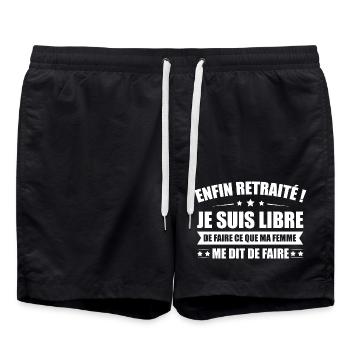 idee cadeau papy départ en retraite homme humour - Short de bain - noir - Devant - AI Model Male 185 light (185cm)