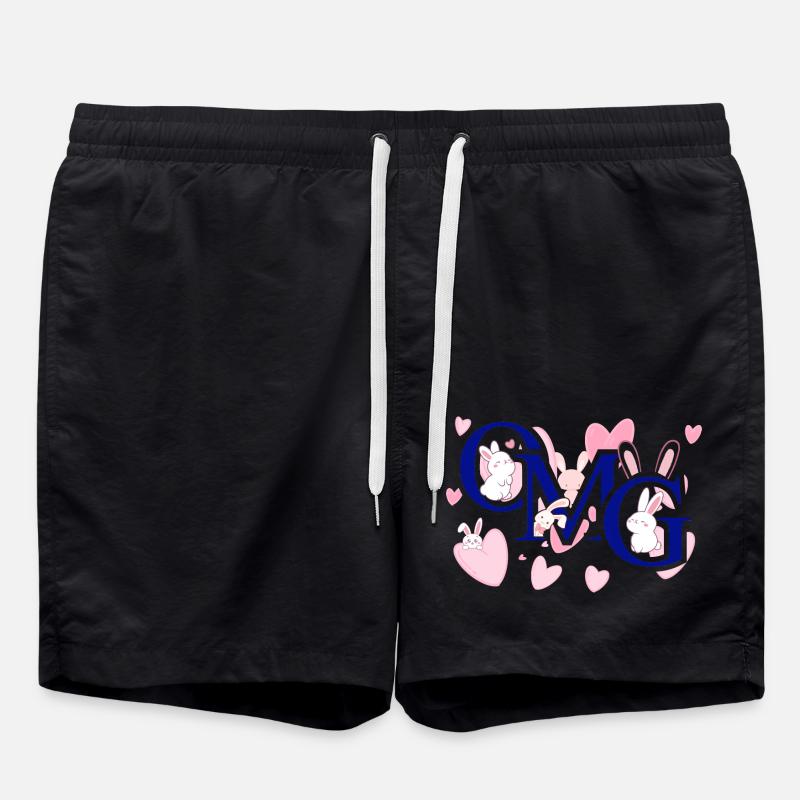 Omg pink - Swim Trunks - black