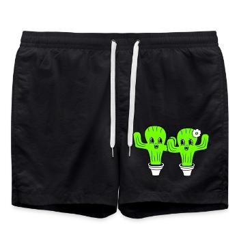 2 Cactus Paire Plantes Cactus Épineux Amour - Short de bain - noir - Devant - AI Model Male 185 light (185cm)