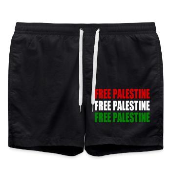 Free palestine - Short de bain - noir - Devant - AI Model Male 185 light (185cm)
