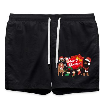 Joyeux Noël Chiens - Short de bain - noir - Devant - AI Model Male 185 light (185cm)