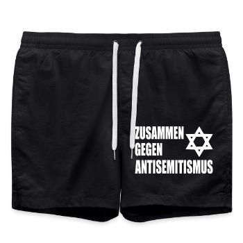 zusammen gegen antisemitismus - Badeshorts - Schwarz - Vorne - AI Model Male 185 light (185cm)