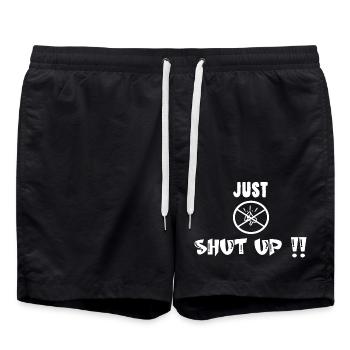 Just shut up Irony Saying - Swim Trunks - black - Front - AI Model Male 185 light (185cm)