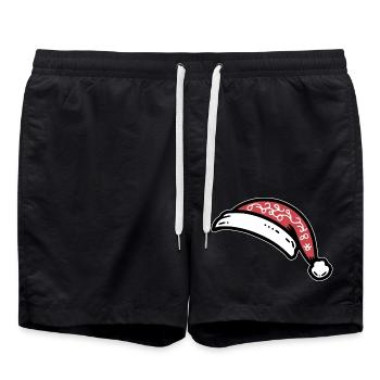 Weihnachtsmütze - Badeshorts - Schwarz - Vorne - AI Model Male 185 light (185cm)