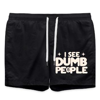 I See Dumb People 5 - Badeshorts - Schwarz - Vorne - AI Model Male 185 light (185cm)