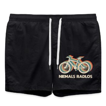 Niemals RadlosSpruch Fahrrad Retro - Badeshorts - Schwarz - Vorne - AI Model Male 185 light (185cm)