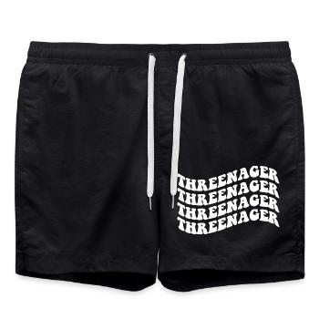 Threenager Toddler Third Three Year old Fun - Swim Trunks - black - Front - AI Model Male 185 light (185cm)