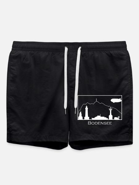 Bodensee & Pfänder | Silhouette filled | Weiß - Badeshorts - Schwarz