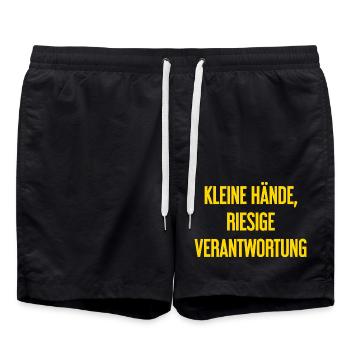De petites mains, une énorme responsabilité disent les parents - Short de bain - noir - Devant - AI Model Male 185 light (185cm)