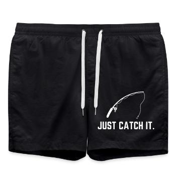 Just catch It – Lustiges Angel-Design für Angler - Badeshorts - Schwarz - Vorne - AI Model Male 185 light (185cm)