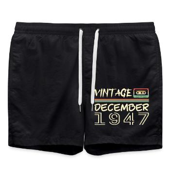 1947 Dezember 1947 Jubiläum Dezember 1947 - Badeshorts - Schwarz - Vorne - AI Model Male 185 light (185cm)