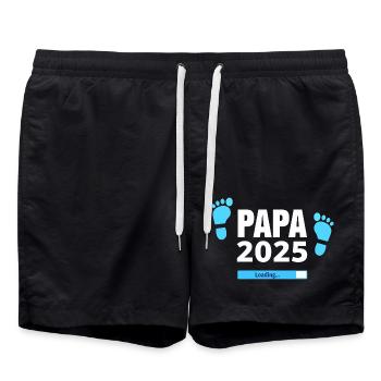 Papa 2025 Loading - Cadeau pour les futurs pères - Short de bain - noir - Devant - AI Model Male 185 light (185cm)