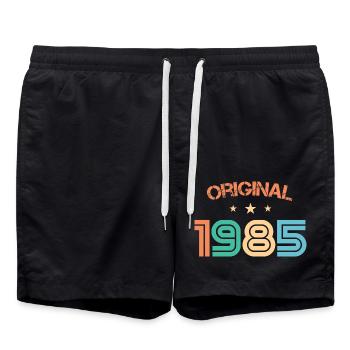 Original 1985 Vintage Retro Birthday Gift - Swim Trunks - black - Front - AI Model Male 185 light (185cm)