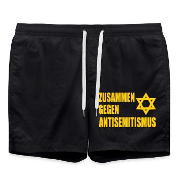 zusammen gegen antisemitismus - Badeshorts - Schwarz - Vorne - AI Model Male 185 light (185cm)