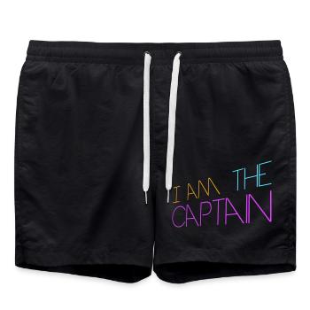 I Am The Captain Sailor Saying Text Quote Logo - Swim Trunks - black - Front - AI Model Male 185 light (185cm)