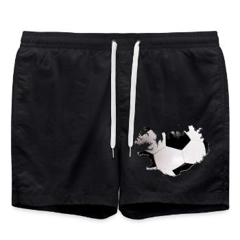 Island Landkarte umrahmt echten Fußball - Badeshorts - Schwarz - Vorne - AI Model Male 185 light (185cm)